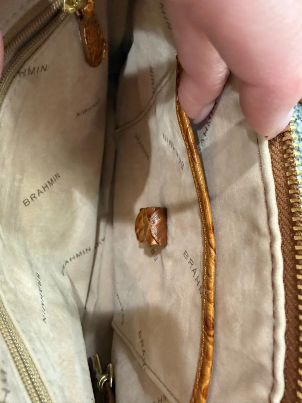 Brahmin Croc-Embossed Crossbody in Amber